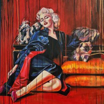 Malarstwo zatytułowany „Merelin Monroe” autorstwa Елена Чистик, Oryginalna praca, Akryl Zamontowany na Drewniana rama noszy