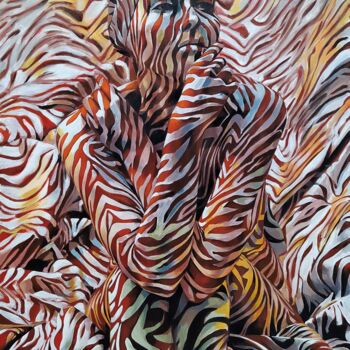 「Trapped in thoughts」というタイトルの絵画 Елена Чистикによって, オリジナルのアートワーク, アクリル ウッドストレッチャーフレームにマウント