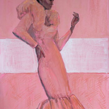 Dibujo titulada "Silhouettes.Pink on…" por Elena Done, Obra de arte original, Pastel