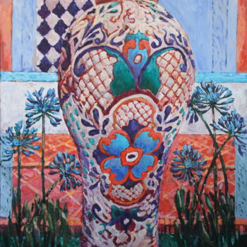 Malerei mit dem Titel "Vase with resources…" von Elena Done, Original-Kunstwerk, Öl Auf Keilrahmen aus Holz montiert