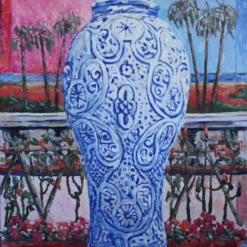 Painting titled "Vase with resources…" by Elena Done, Original Artwork, Oil Mounted on Wood Stretcher frame