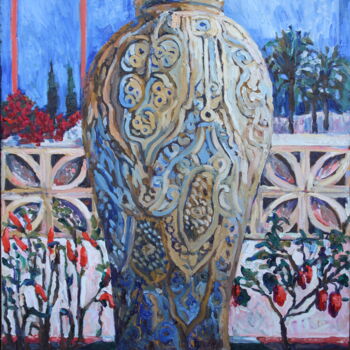 Painting titled "Vase with resources…" by Elena Done, Original Artwork, Oil