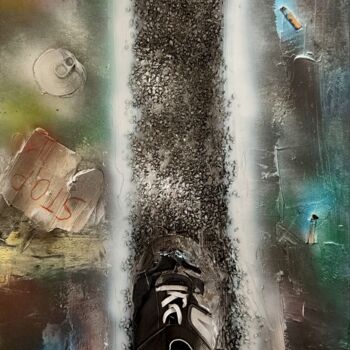 Картина под названием "Barefoot on asphalt" - Elena Flying, Подлинное произведение искусства, Акрил