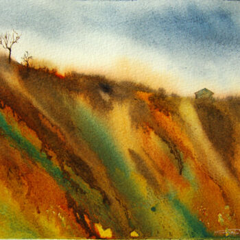 Malerei mit dem Titel "Colored dunes" von Elena Gaivoronskaia, Original-Kunstwerk, Aquarell