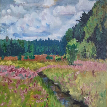Peinture intitulée "Summer landscape (F…" par Elena Galeeva, Œuvre d'art originale, Huile