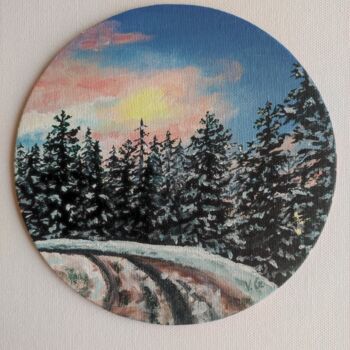 Schilderij getiteld "Winter forest" door Elena Galeeva, Origineel Kunstwerk, Acryl