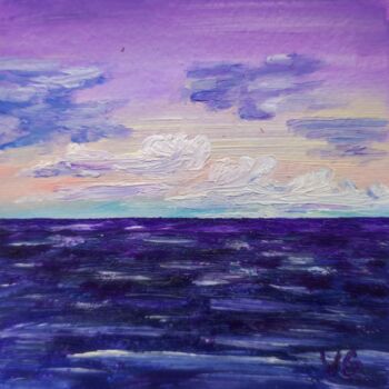 Painting titled "Minature Purple lan…" by Elena Galeeva, Original Artwork, Oil