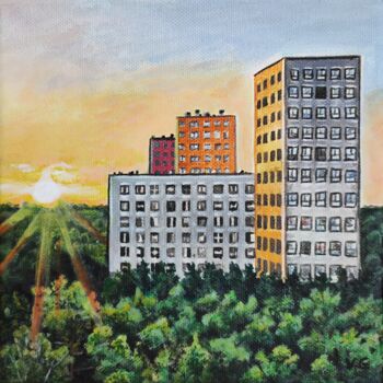 Malerei mit dem Titel "City of Dawns" von Elena Galeeva, Original-Kunstwerk, Acryl