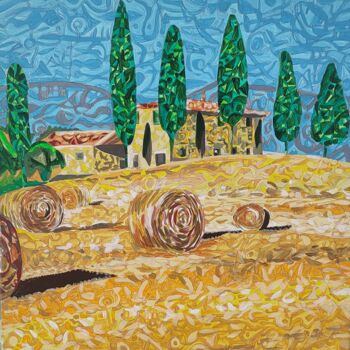 "Tuscan landscape" başlıklı Tablo Elena Giger tarafından, Orijinal sanat, Akrilik Ahşap Sedye çerçevesi üzerine monte edilmiş