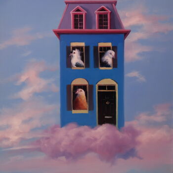 Peinture intitulée ""Dream House"" par Elena I Gennady Vylusk (Goshiki), Œuvre d'art originale, Huile Monté sur Châssis en b…