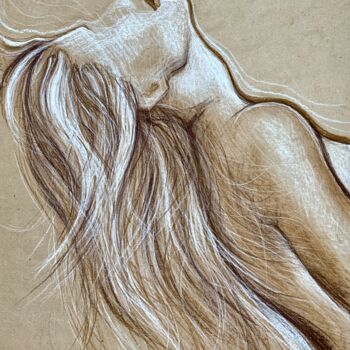 Zeichnungen mit dem Titel "In_flight-3 - eroti…" von Elena Ilina, Original-Kunstwerk, Conté-Buntstifte