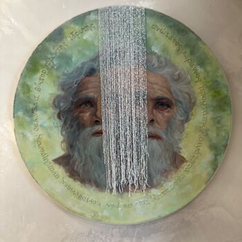 Schilderij getiteld "Zeus" door Elena Iustus, Origineel Kunstwerk, Olie Gemonteerd op Frame voor houten brancard