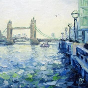 Pittura intitolato "London Landscape Or…" da Elena Ivanova, Opera d'arte originale, Olio Montato su Cartone