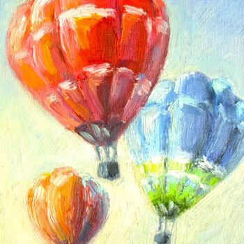 "Air balloons Fantas…" başlıklı Tablo Elena Ivanova tarafından, Orijinal sanat, Petrol Karton üzerine monte edilmiş