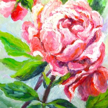Pittura intitolato "Roses Flowers Origi…" da Elena Ivanova, Opera d'arte originale, Olio Montato su Cartone