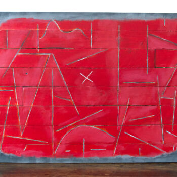 Sculpture titled "DARING RED" by Elena Jurkowska, Original Artwork, Wood