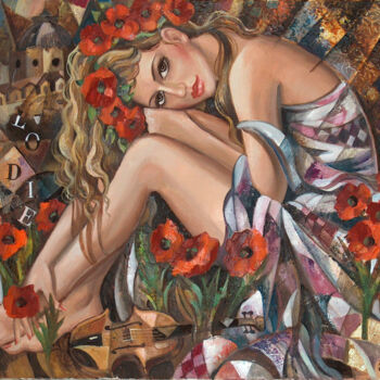 Painting titled "Mélodie" by Elena Khmeleva, Original Artwork, Oil