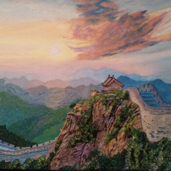 Painting titled "China wall" by Elena Klever, Original Artwork, Acrylic Mounted on Wood Stretcher frame