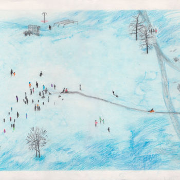 Painting titled "Winter Festivities" by Elena Kononova, Original Artwork, Watercolor