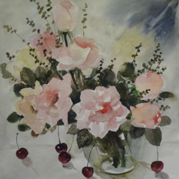 「Flowers 1 by Elena…」というタイトルの絵画 Elena Korchuganovaによって, オリジナルのアートワーク, 水彩画