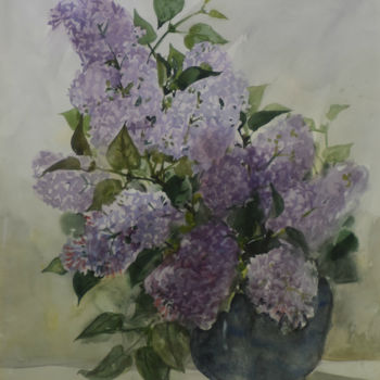 Schilderij getiteld "Flowers 4 by Elena…" door Elena Korchuganova, Origineel Kunstwerk, Aquarel