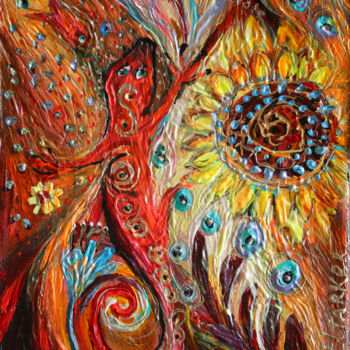 Картина под названием "Life Totem #3. The…" - Elena Kotliarker, Подлинное произведение искусства, Акрил Установлен на Деревя…