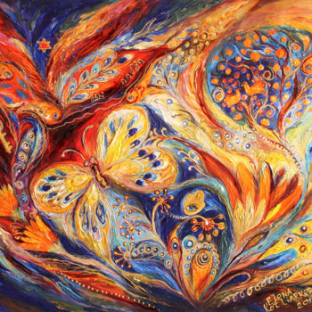 Malerei mit dem Titel "The Chagall  Dreams" von Elena Kotliarker, Original-Kunstwerk, Acryl