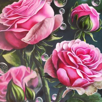 Peinture intitulée "Pink tenderness" par Elena Kozyutenko, Œuvre d'art originale, Huile Monté sur Châssis en bois
