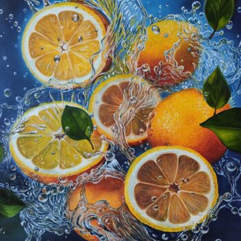 Peinture intitulée "Orange fresh" par Elena Kozyutenko, Œuvre d'art originale, Huile Monté sur Châssis en bois