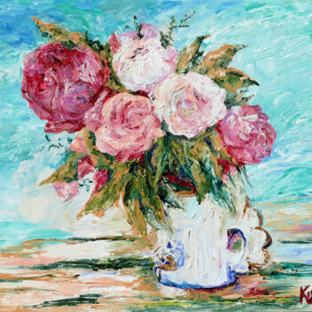 Schilderij getiteld "Bouquet of Flowers" door Elena Kudryashova, Origineel Kunstwerk, Olie