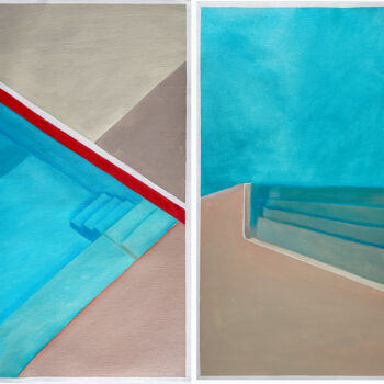 Ζωγραφική με τίτλο "Swimming pool Abstr…" από Elena Kurochko, Αυθεντικά έργα τέχνης, Λάδι