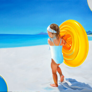 Painting titled "My Best Summer" by Elena Kurochko, Original Artwork, Oil Mounted on Wood Stretcher frame