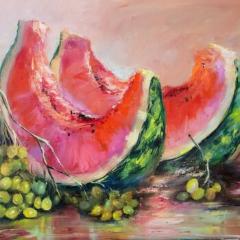 Painting titled "Watermelon" by Elena Mardashova, Original Artwork, Oil