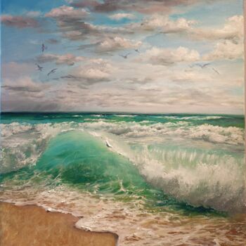 Peinture intitulée "Summer Ocean" par Elena Mardashova, Œuvre d'art originale, Huile