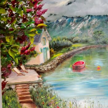 Peinture intitulée "Summer house" par Elena Mardashova, Œuvre d'art originale, Huile