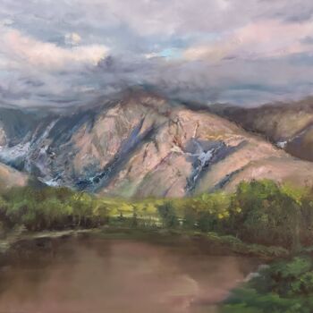 Peinture intitulée "Rocky mountains" par Elena Mardashova, Œuvre d'art originale, Huile