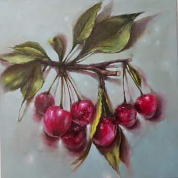Painting titled "Cherries" by Elena Mardashova, Original Artwork, Oil