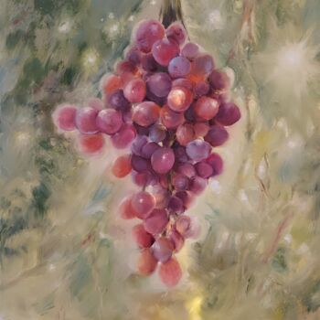 Painting titled "Grapes" by Elena Mardashova, Original Artwork, Oil