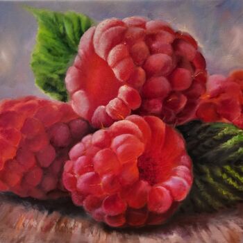 Painting titled "Raspberries" by Elena Mardashova, Original Artwork, Oil