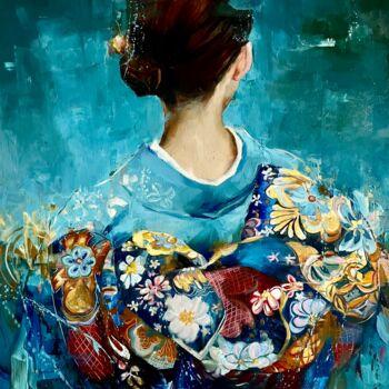 Pintura titulada "SPECIAL - GIRL IN K…" por Elena Mashajeva-Agraphiotis, Obra de arte original, Oleo Montado en Bastidor de…