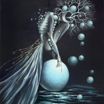 Картина под названием "On a ball" - Elena Mi, Подлинное произведение искусства, Акрил Установлен на Деревянная рама для носи…