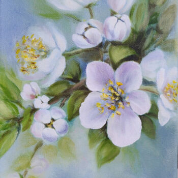 Malarstwo zatytułowany „Apple Blossoms Orig…” autorstwa Elena Miftakhova, Oryginalna praca, Olej
