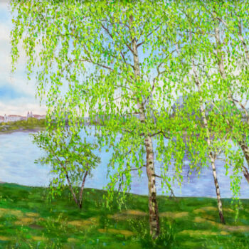 Картина под названием "В городе весна" - Елена Моисеенко (Беларусь), Подлинное произведение искусства, Масло