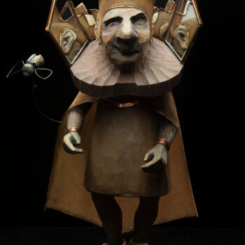 Sculpture intitulée "The Mouse King" par Elena Naydenok, Œuvre d'art originale, Bois