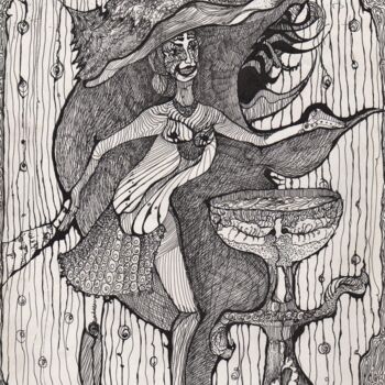 "Алиса в стране чудес" başlıklı Tablo Елена Орлова tarafından, Orijinal sanat, Mürekkep