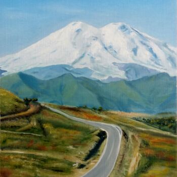 Картина под названием "Дорога в горы" - Elena Otieva, Подлинное произведение искусства, Масло