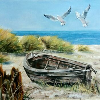 Pintura titulada "Old boat" por Elena Otieva, Obra de arte original, Oleo