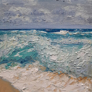 Pintura intitulada "Storm. Sea is shaki…" por Elena Petrova, Obras de arte originais, Óleo