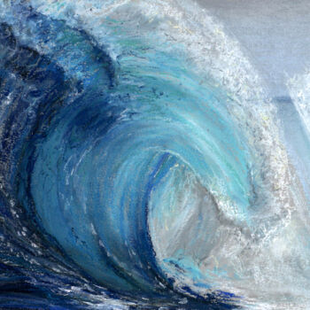 Painting titled "Wave. Ocean(Pastel)" by Elena Petrova, Original Artwork, Pastel