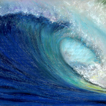 Painting titled "Navy wave(Pastel)" by Elena Petrova, Original Artwork, Pastel